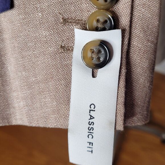 NWT Stafford Blazer Mens 48R Beige Linen Blend Classic Fit Sportscoat - Picture 11 of 15